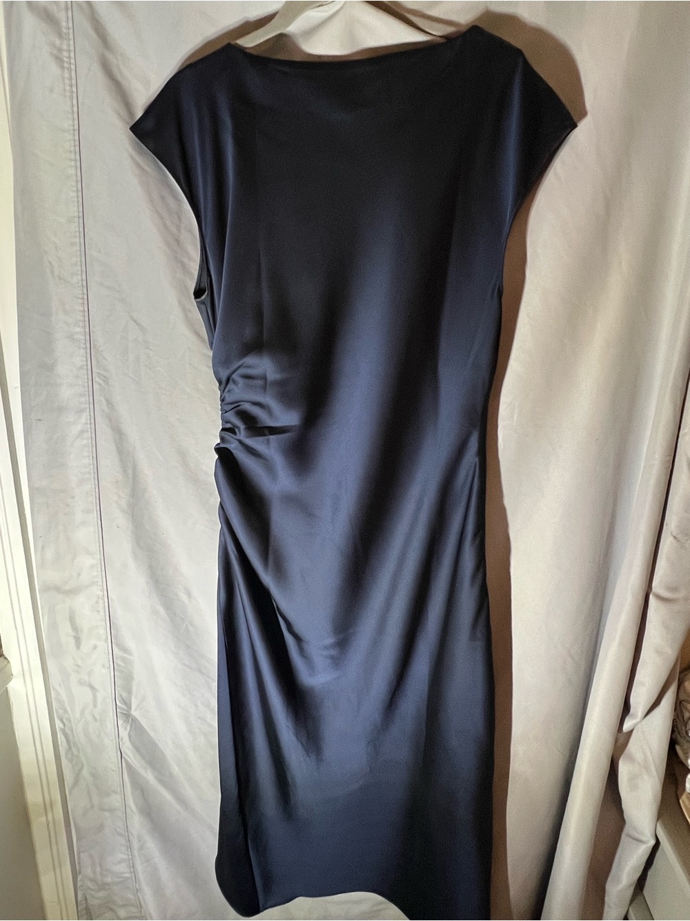 Banana Republic Navy Side-Ruched Midi Dress
